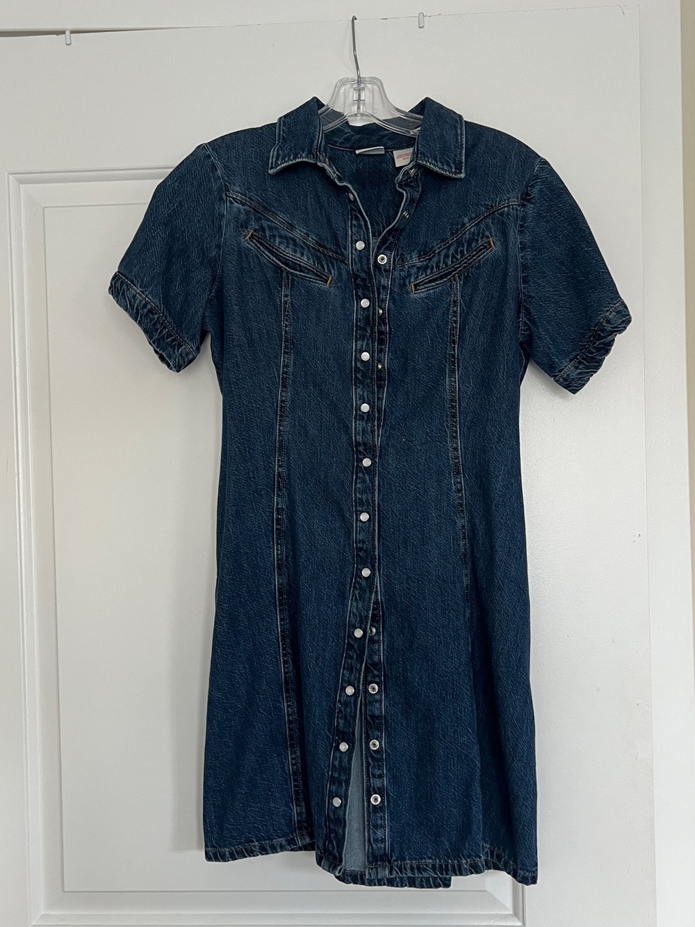 Levi's Dark Blue Short-Sleeve Button-Front Denim Dress NWOT